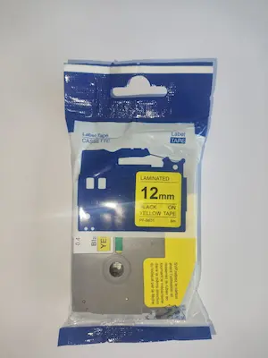 COMPATIBLE BROTHER TZ-631 TAPE - 12MM - BLACK ON YELLOW - 8 METRES